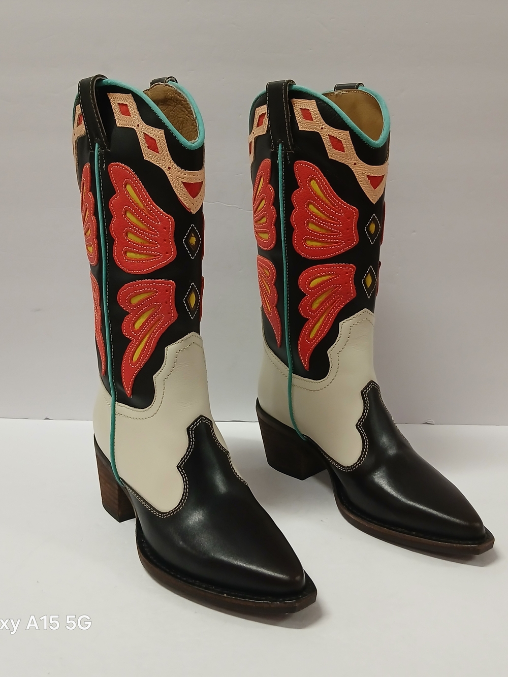Steve Madden Arroyo Western Cowboy Boots Coral Multi Colorway Womens Size 6M New